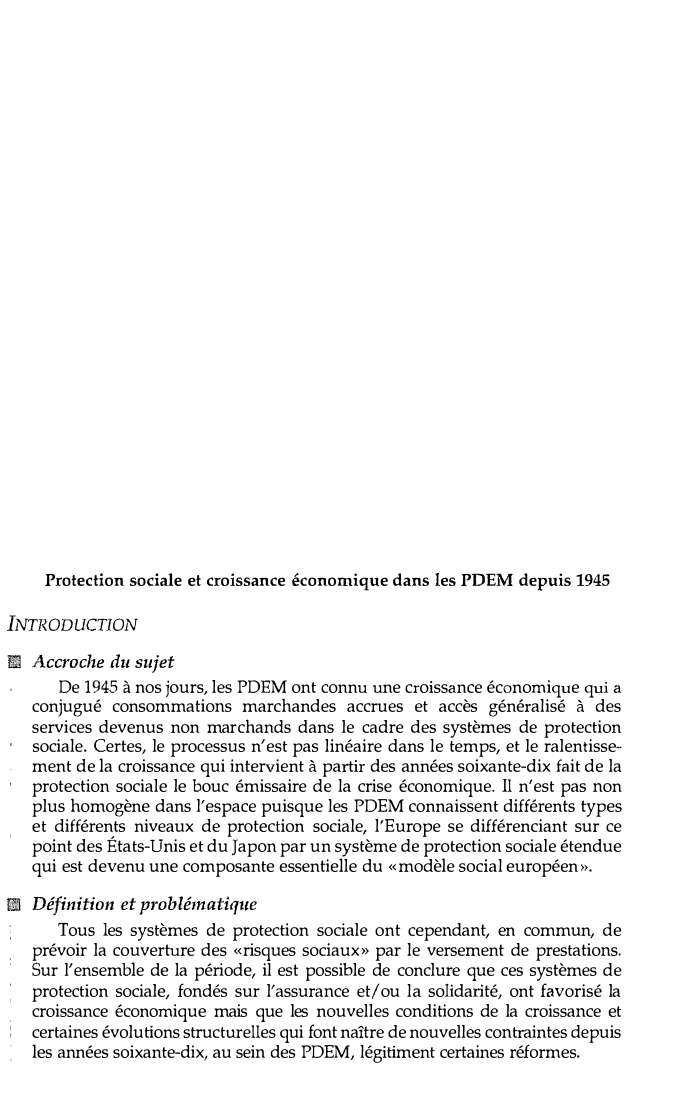 Prévisualisation du document Protection sociale et croissance économique dans les PDEM depuis 1945