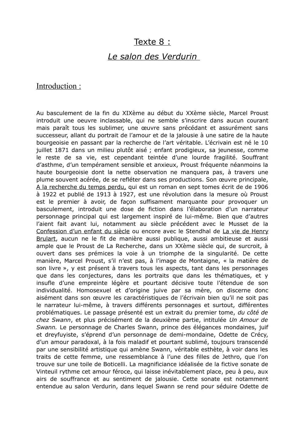Prévisualisation du document Proust, Le salon Verdurin, analyse linéaire.