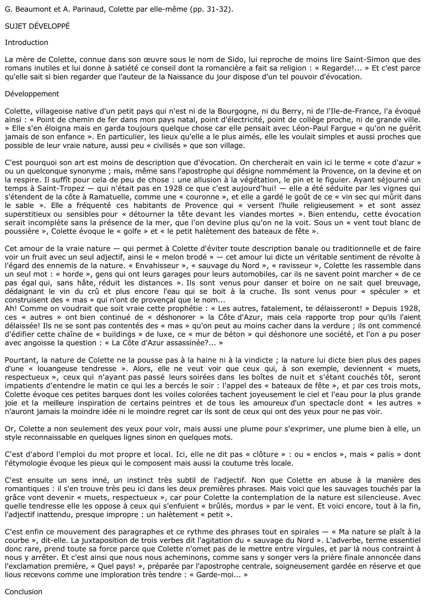 Prévisualisation du document Provence, garde-moi (Colette)
