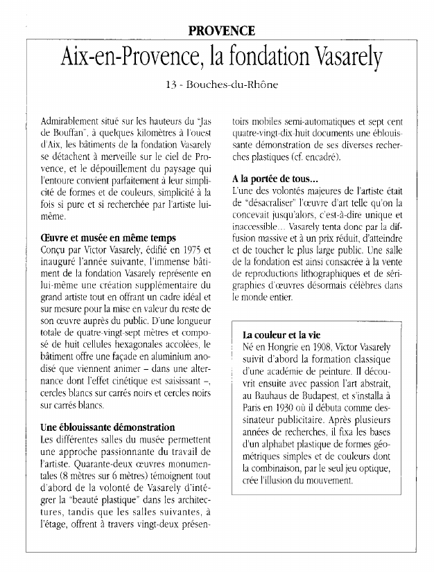 Prévisualisation du document PROVENCEAix-en-Provence, la fondation Vasarely.