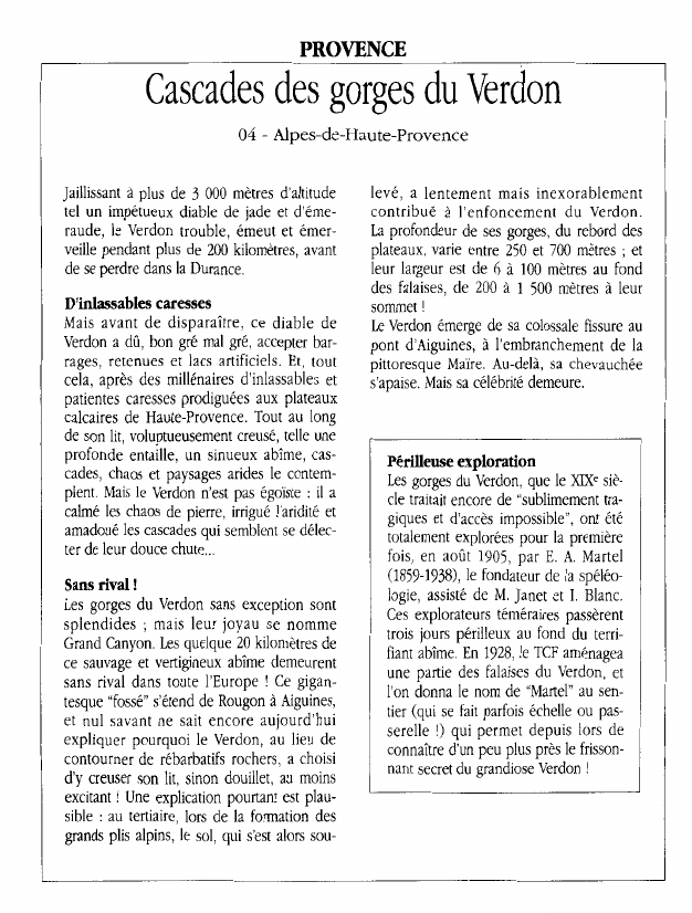 Prévisualisation du document PROVENCECascades des gorges du Verdon.