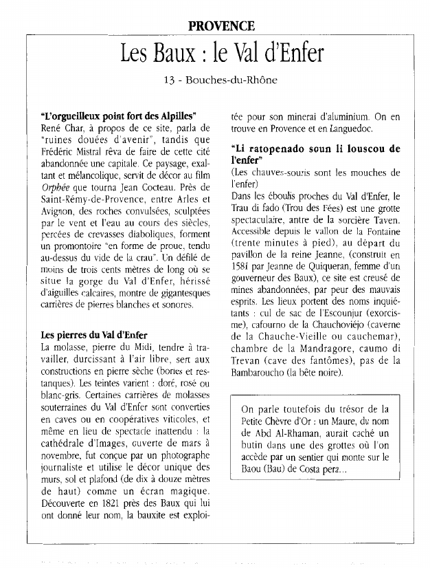 Prévisualisation du document PROVENCELes Baux : le Val d'Enfer13 - Bouches-du-Rhône.