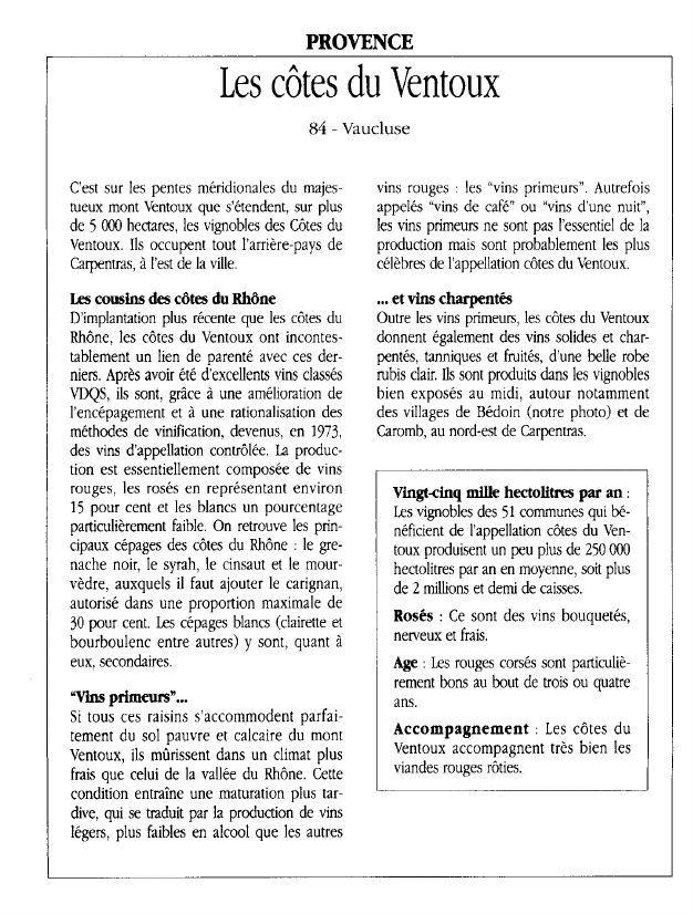 Prévisualisation du document PROVENCELes côtes du Ventoux.