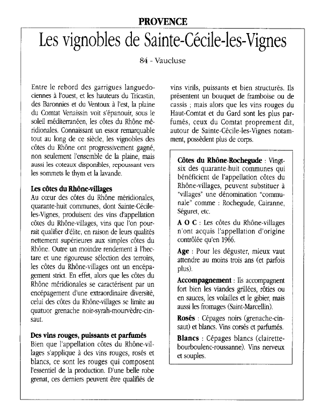 Prévisualisation du document PROVENCELes vignobles de Sainte-Cécile-les-Vignes.