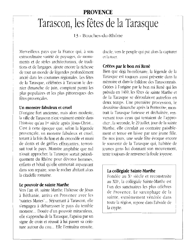 Prévisualisation du document PROVENCETarascon, les fêtes de la Tarasque13 - Bouches-du-Rhône.