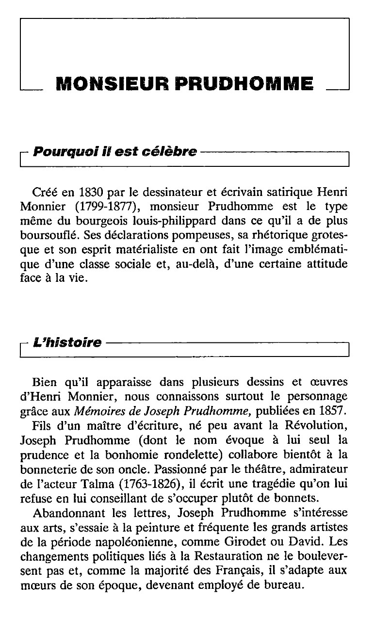 Prévisualisation du document PRUDHOMME Joseph. Personnage d’Henri Monnier