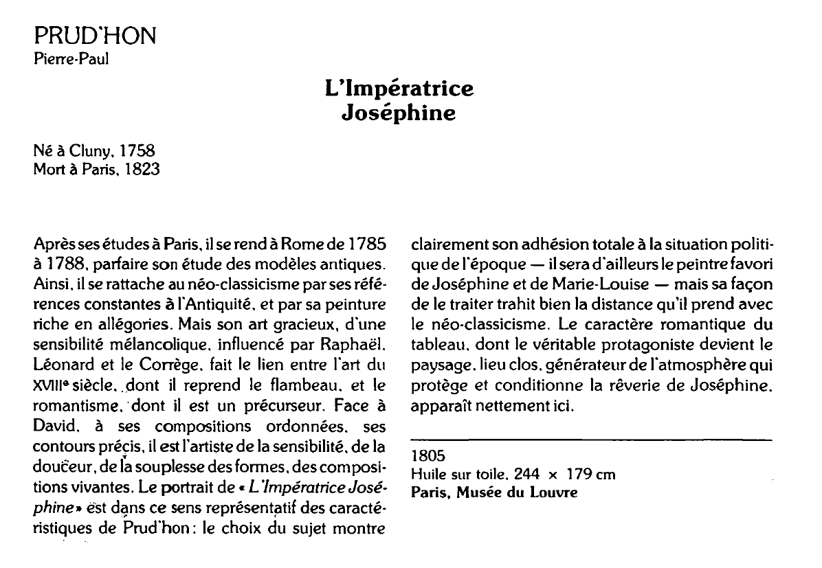 Prévisualisation du document PRUD'HON Pierre-Paul : L'Impératrice Joséphine