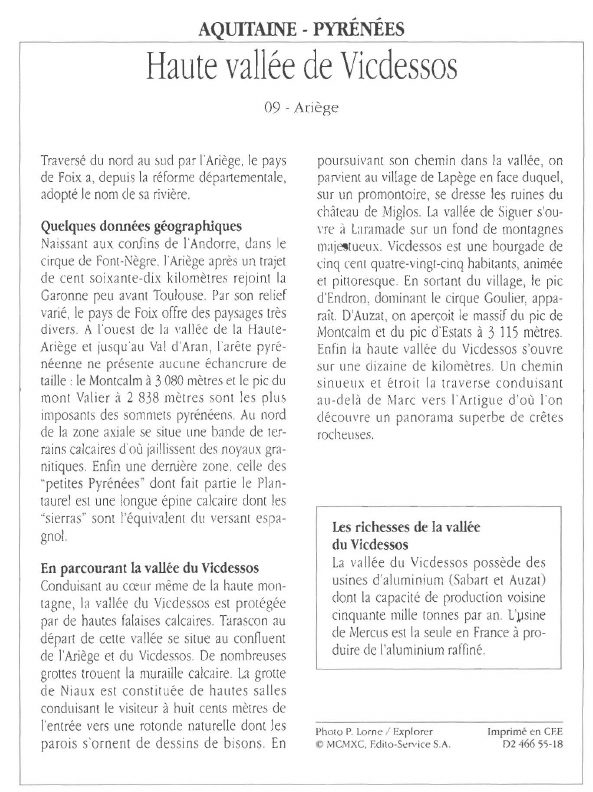 Prévisualisation du document - PYRÉNÉESHaute vallée de Vicdessos.