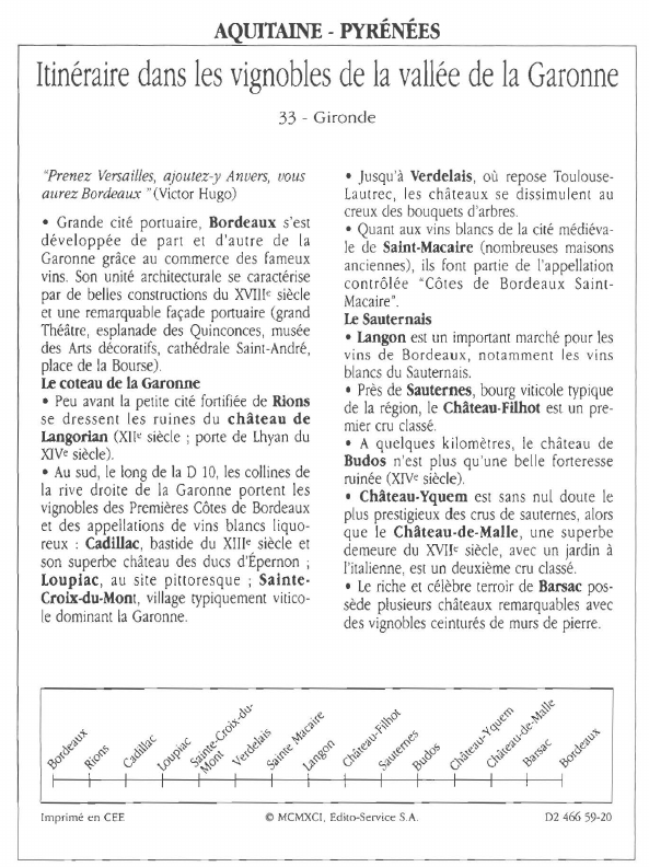 Prévisualisation du document - PYRÉNÉESItinéraire dans les vignobles de la vallée de la Garonne.