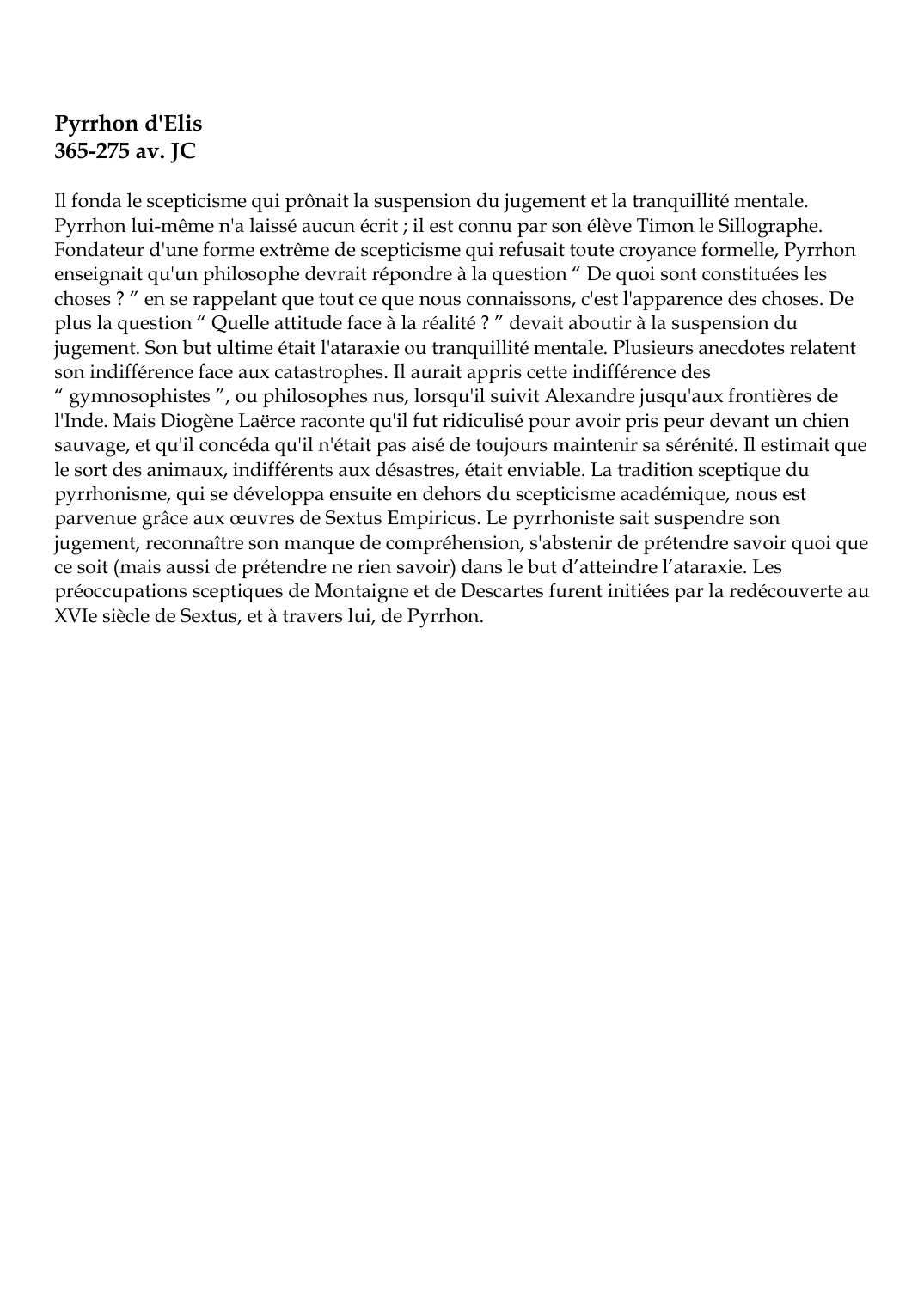 Prévisualisation du document Pyrrhon d'Elis365-275 av.