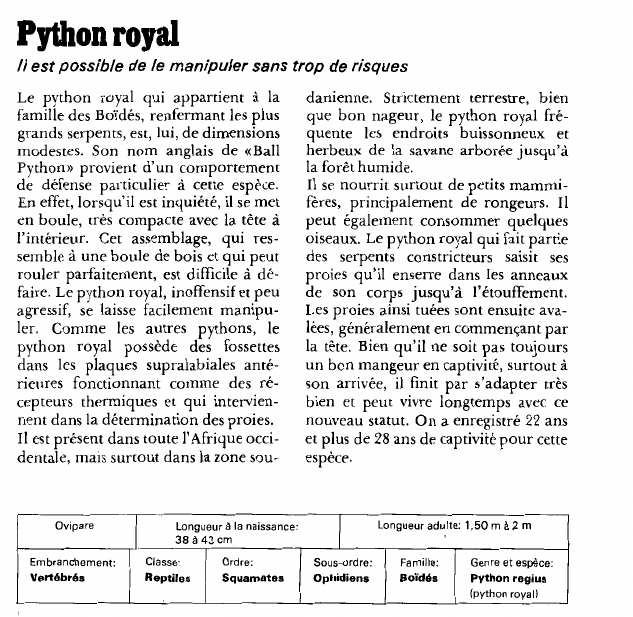 Prévisualisation du document Python royalIl est possible de le manipuler sans trop de risques.