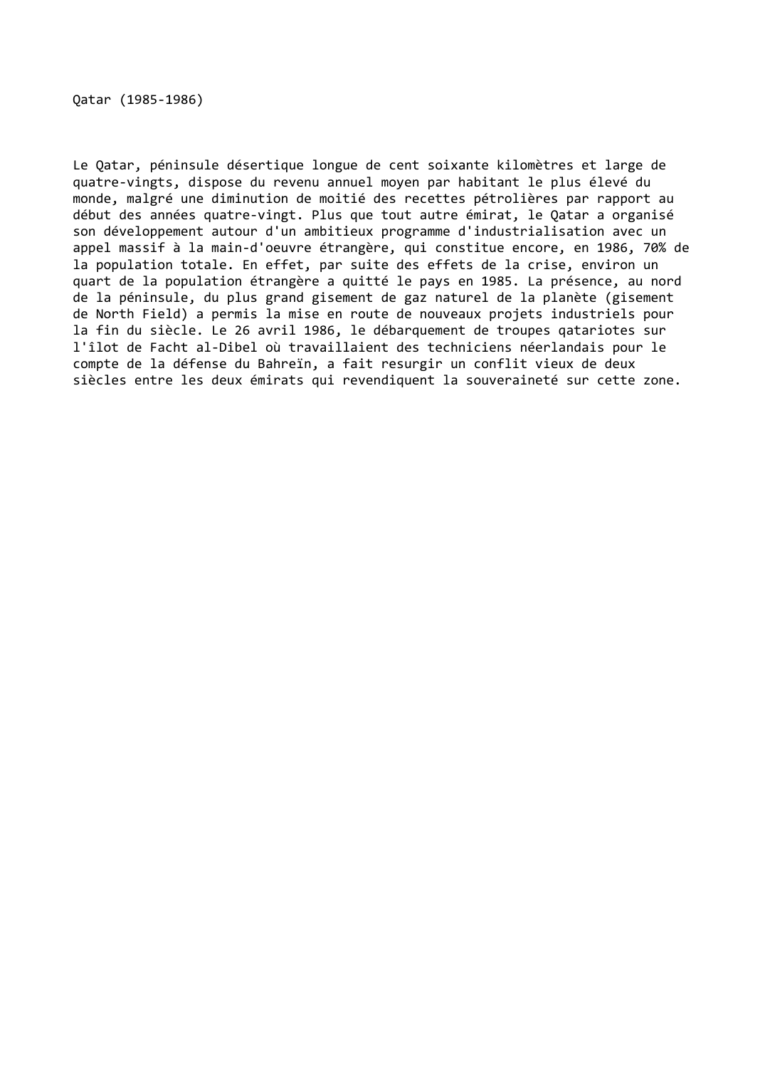 Prévisualisation du document Qatar (1985-1986)