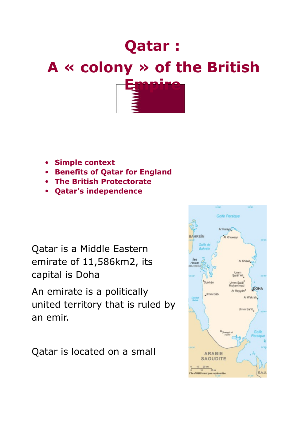 Prévisualisation du document Qatar : A « colony » of the British Empire