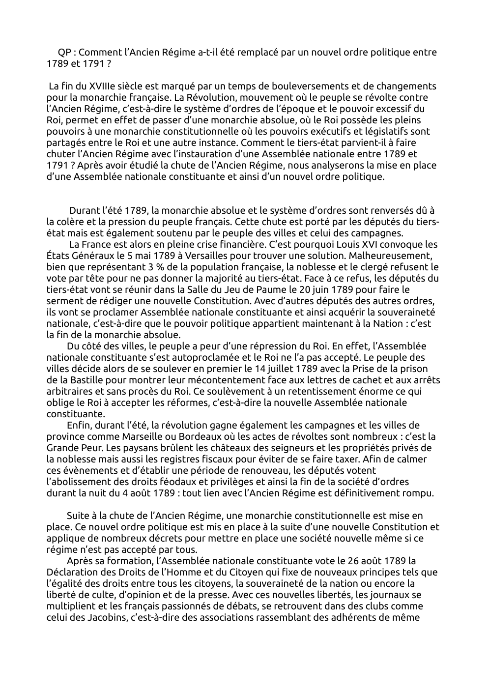 Prévisualisation du document QP : Comment l’Ancien Régime a-t-il été remplacé par un nouvel ordre politique entre 1789 et 1791 ?