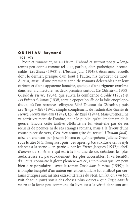 Prévisualisation du document QU E N EAU
1903-1976

Raymond

Poète et romancier, né au Havre. D'abord et surtout poète - long­
temps peu...