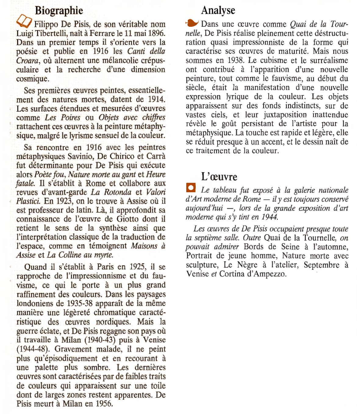 Prévisualisation du document QUAI DE LA TOURNELLE de Filippo De Pisis