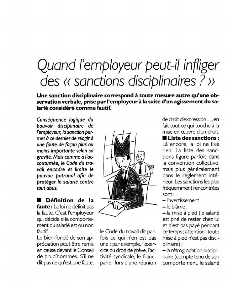 Prévisualisation du document Quand l'employeur peut-il infligerdes « sanctions disciplinaires » ?