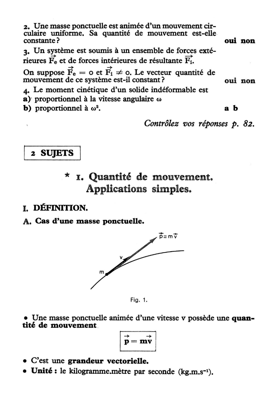Prévisualisation du document QUANTITÉ DE MOUVEMENT. MOMENT CINÉTIQUE