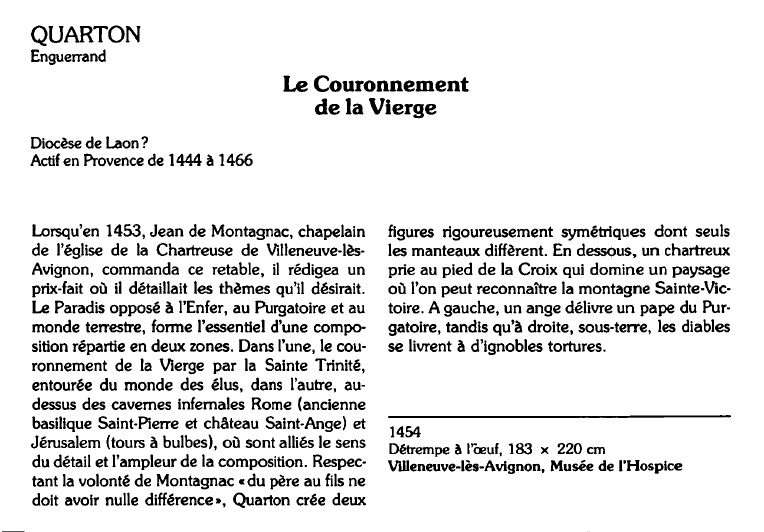 Prévisualisation du document QUARTONEnguerrand:Le Couronnementde la Vierge (analyse du tableau).