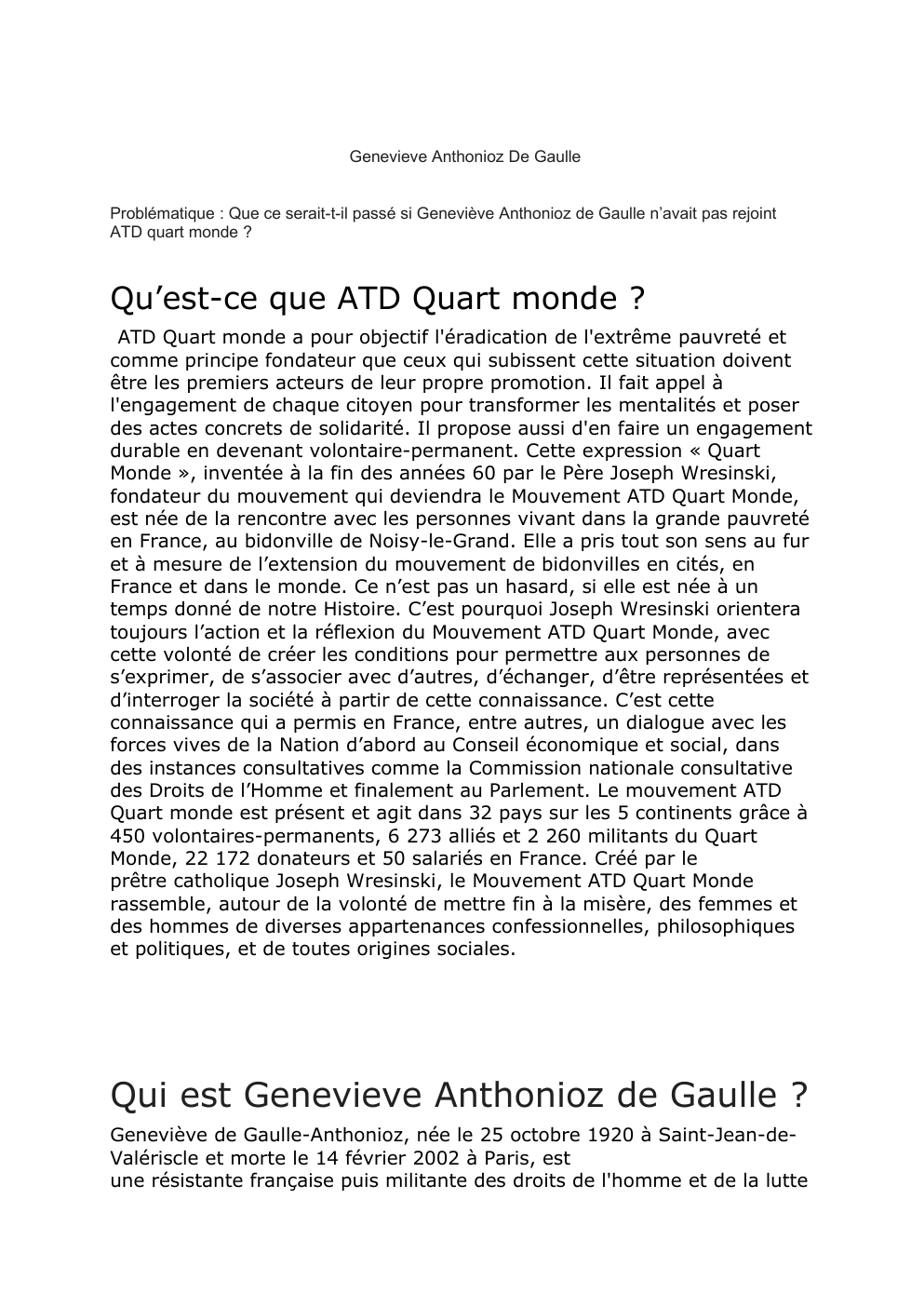 Prévisualisation du document Que ce serait-t-il passé si Geneviève Anthonioz de Gaulle n’avait pas rejoint ATD quart monde ?