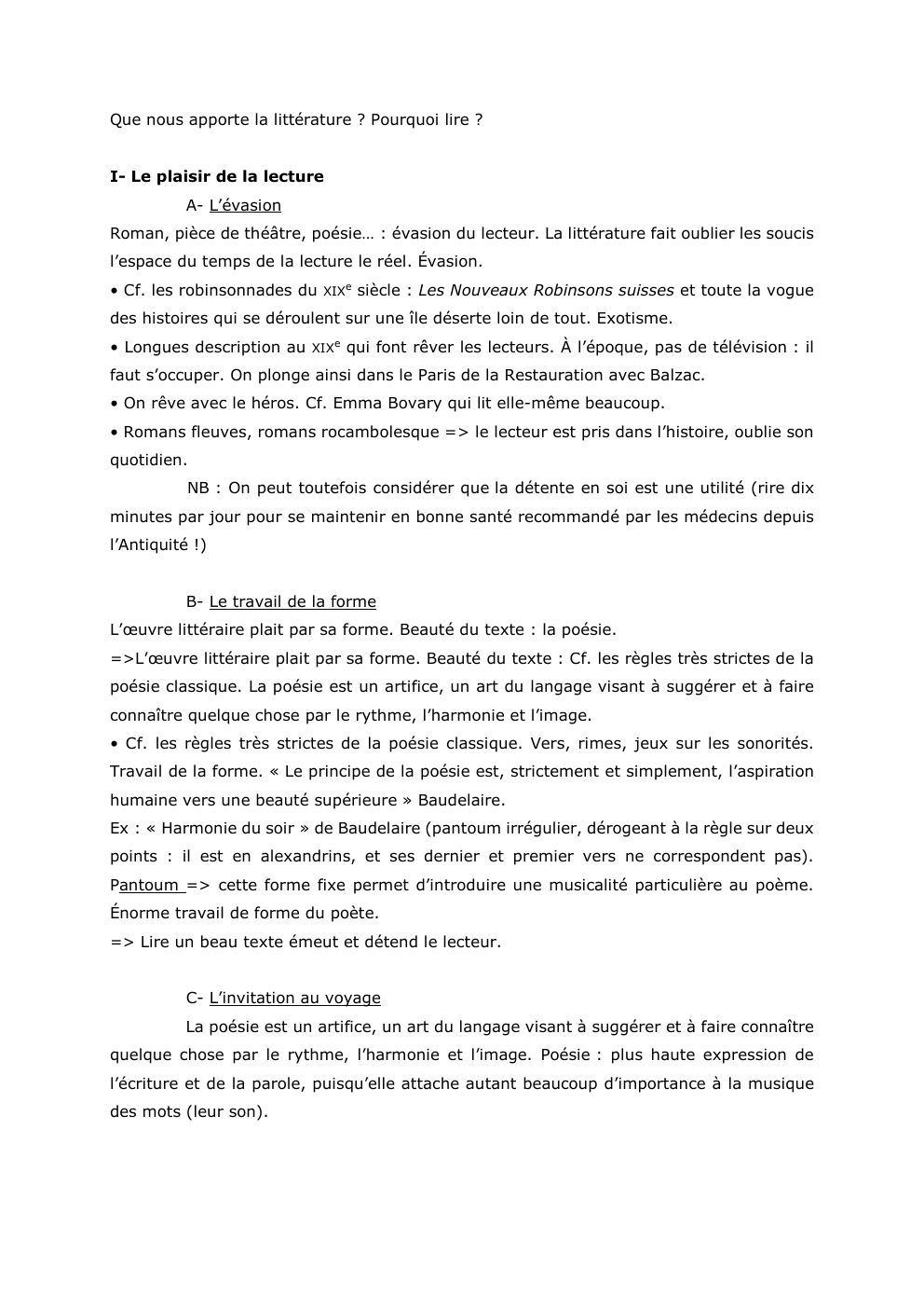 Prévisualisation du document Que nous apporte la littérature ? Pourquoi lire ?
I- Le plaisir de la lecture
A- L’évasion
Roman, pièce de...