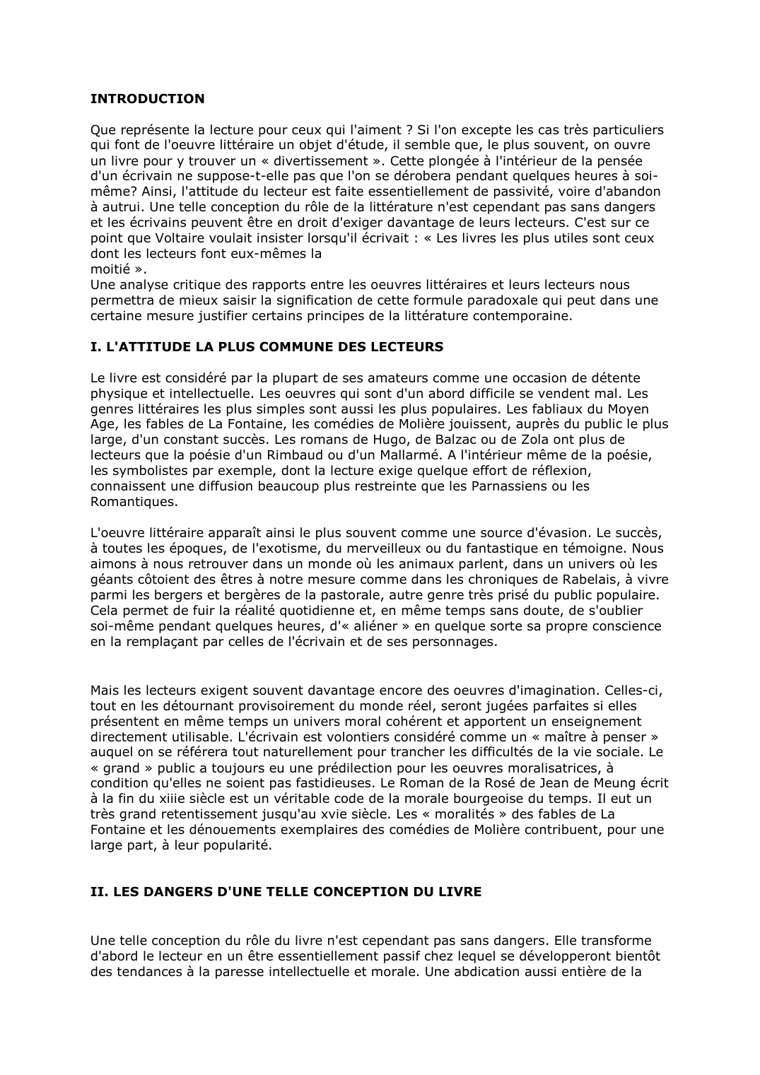 Prévisualisation du document Que représente la lecture pour ceux qui l'aiment ?