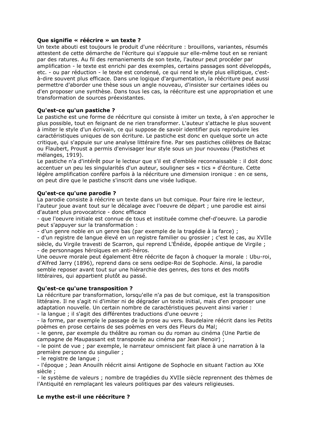 Prévisualisation du document Que signifie « réécrire » un texte ?
Un texte abouti est toujours le produit d'une réécriture : brouillons, variantes,...