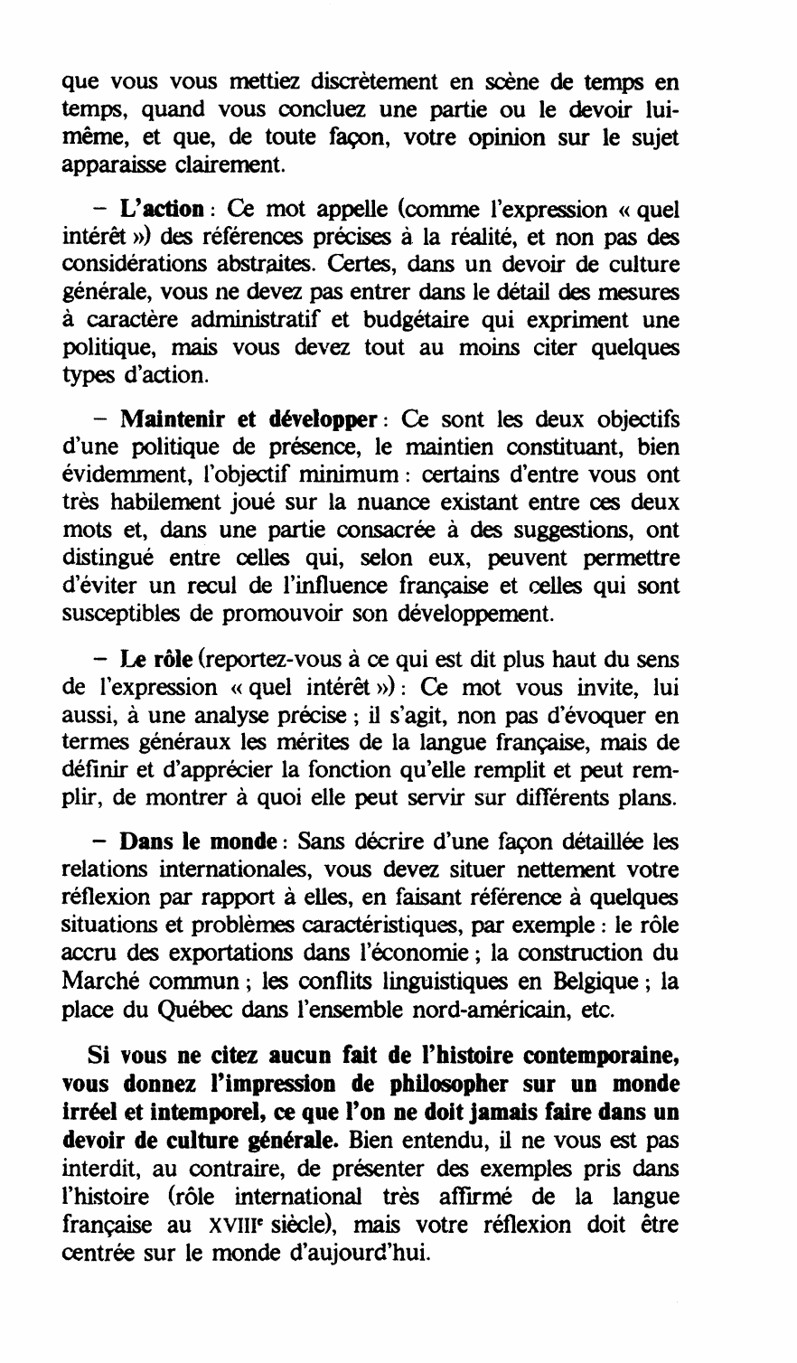 Prévisualisation du document Quel intérêt présente, selon vous, l'action tendant à maintenir et à développer le rôle de la langue française dans le monde ?