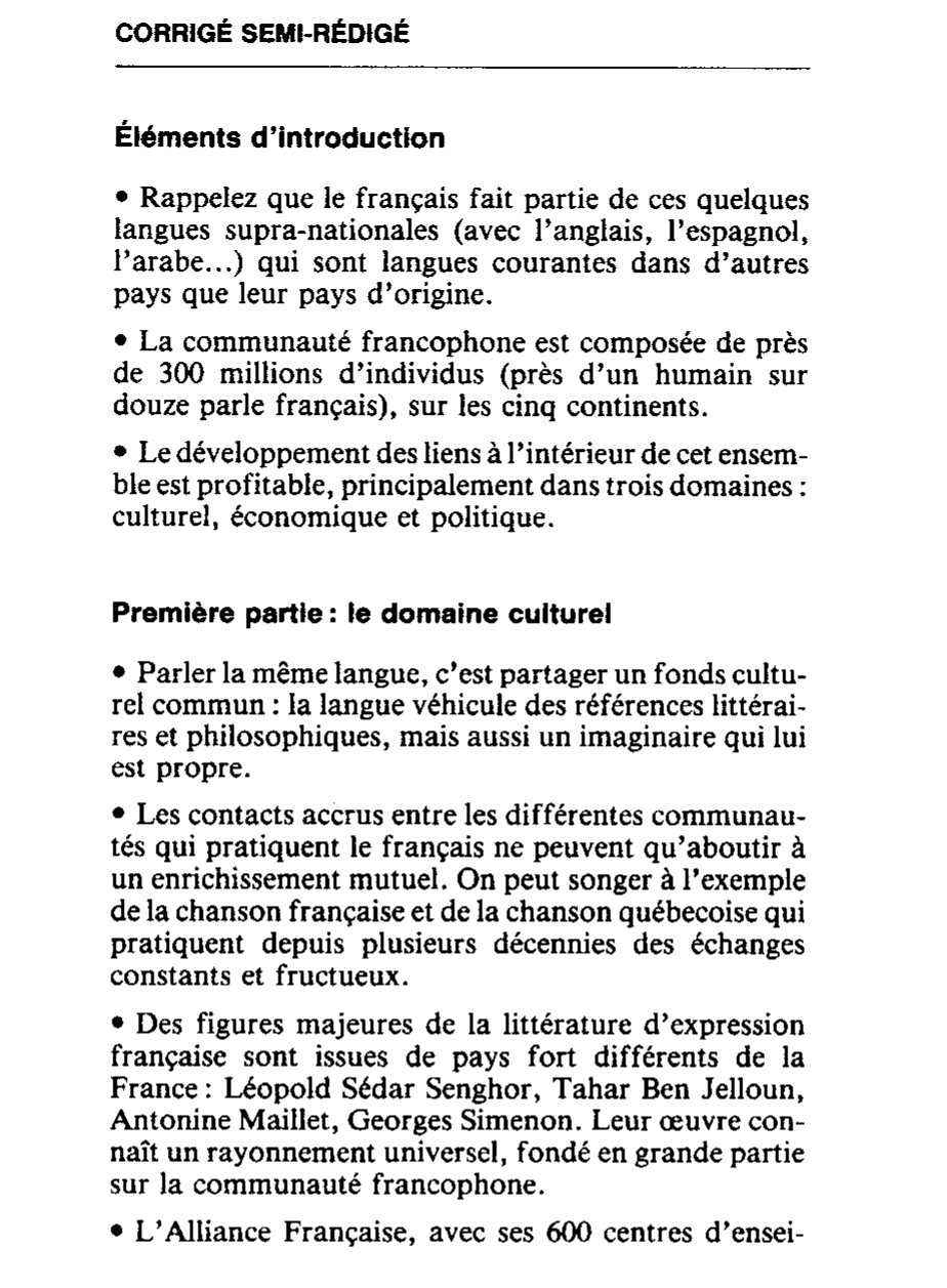 Prévisualisation du document Quel intérêt présente, selon vous, le développement de francophonie ?