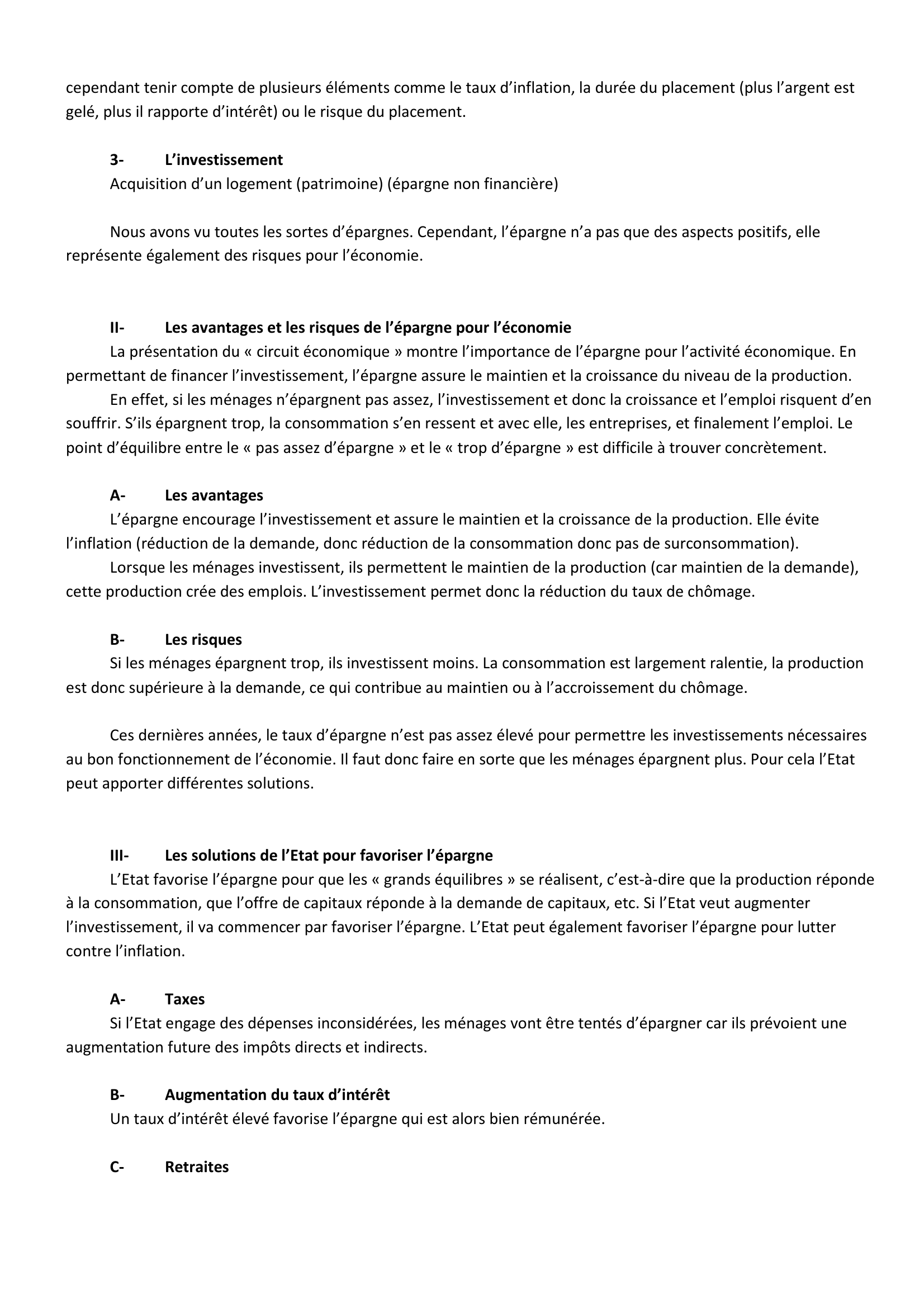 Prévisualisation du document Quel rôle joue l'épargne dans une économie ? Comment l'Etat peut-il favoriser son développement ?