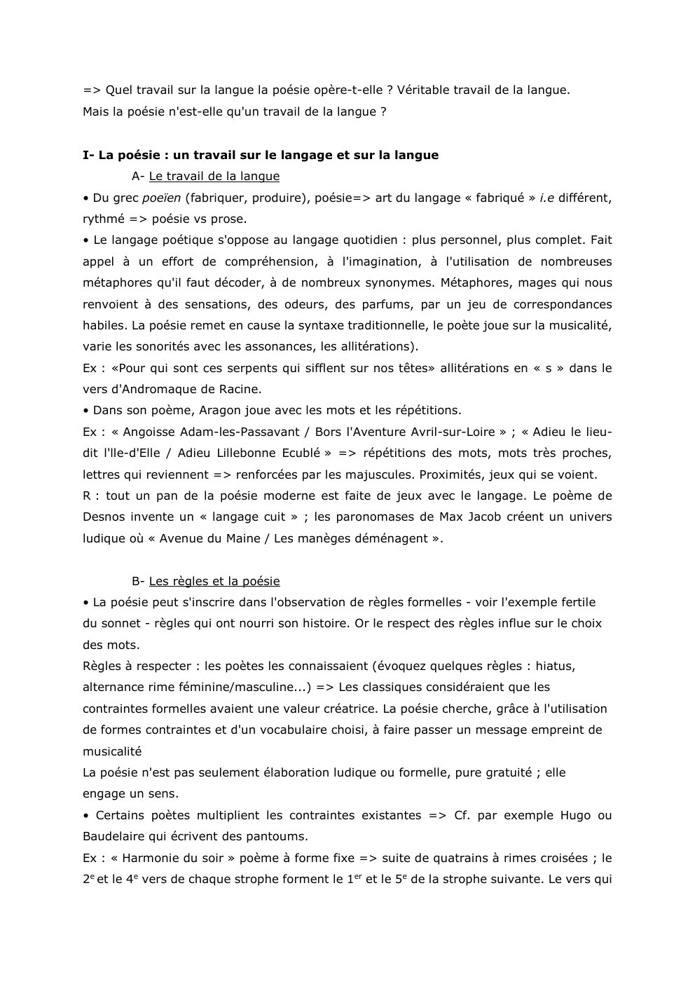Prévisualisation du document => Quel travail sur la langue la poésie opère-t-elle ? Véritable travail de la langue.
Mais la poésie n'est-elle qu'un...