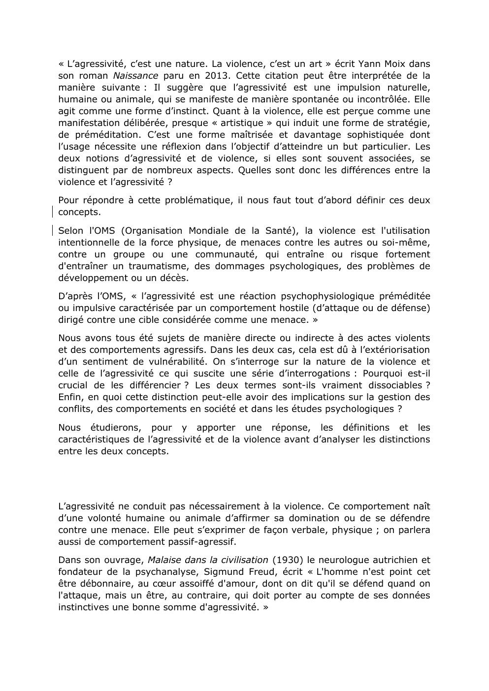 Prévisualisation du document Quelle différence entre violence et agressivité ?