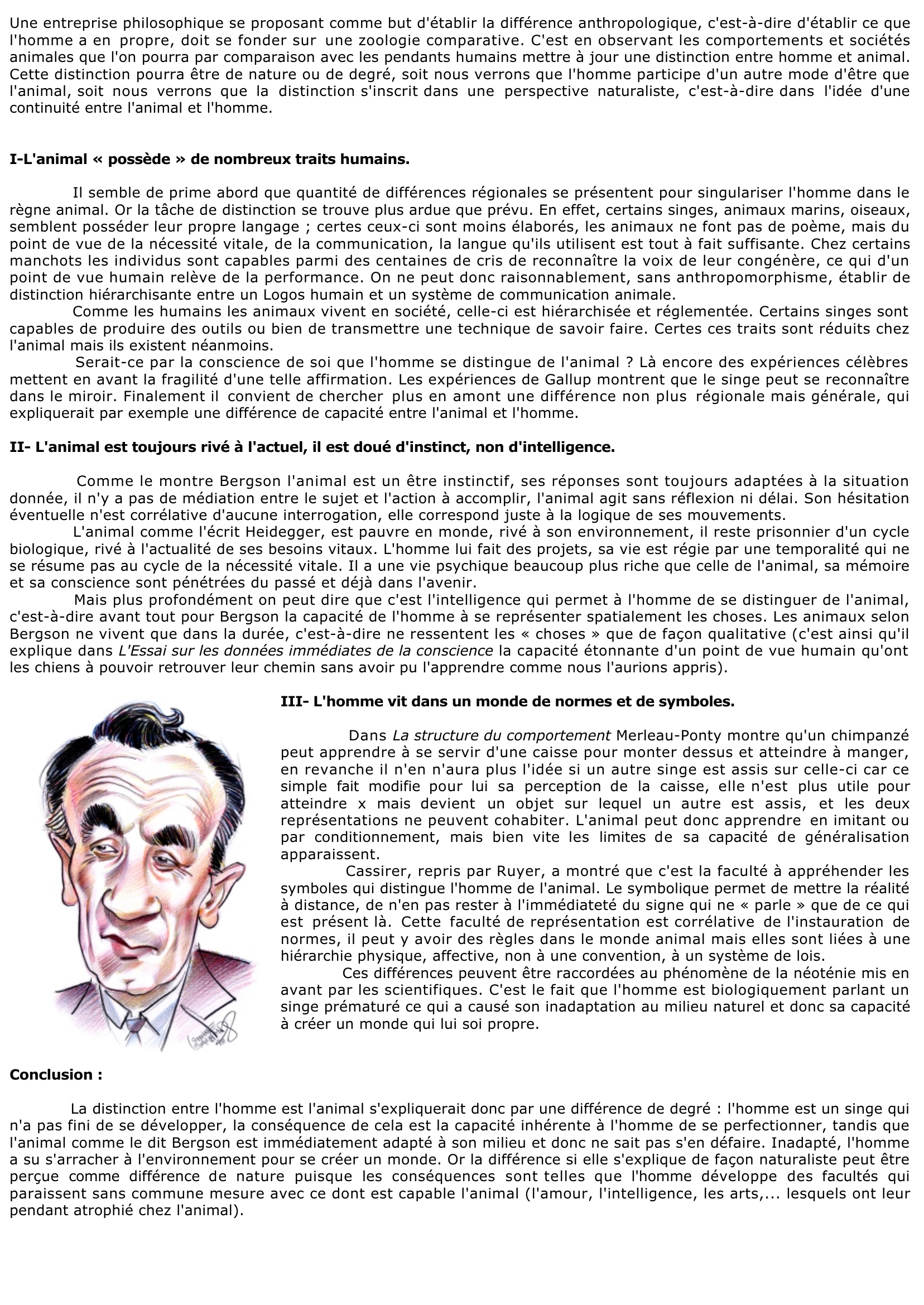 Prévisualisation du document Quelle distinction faites-vous entre l'homme et l'animal 	?