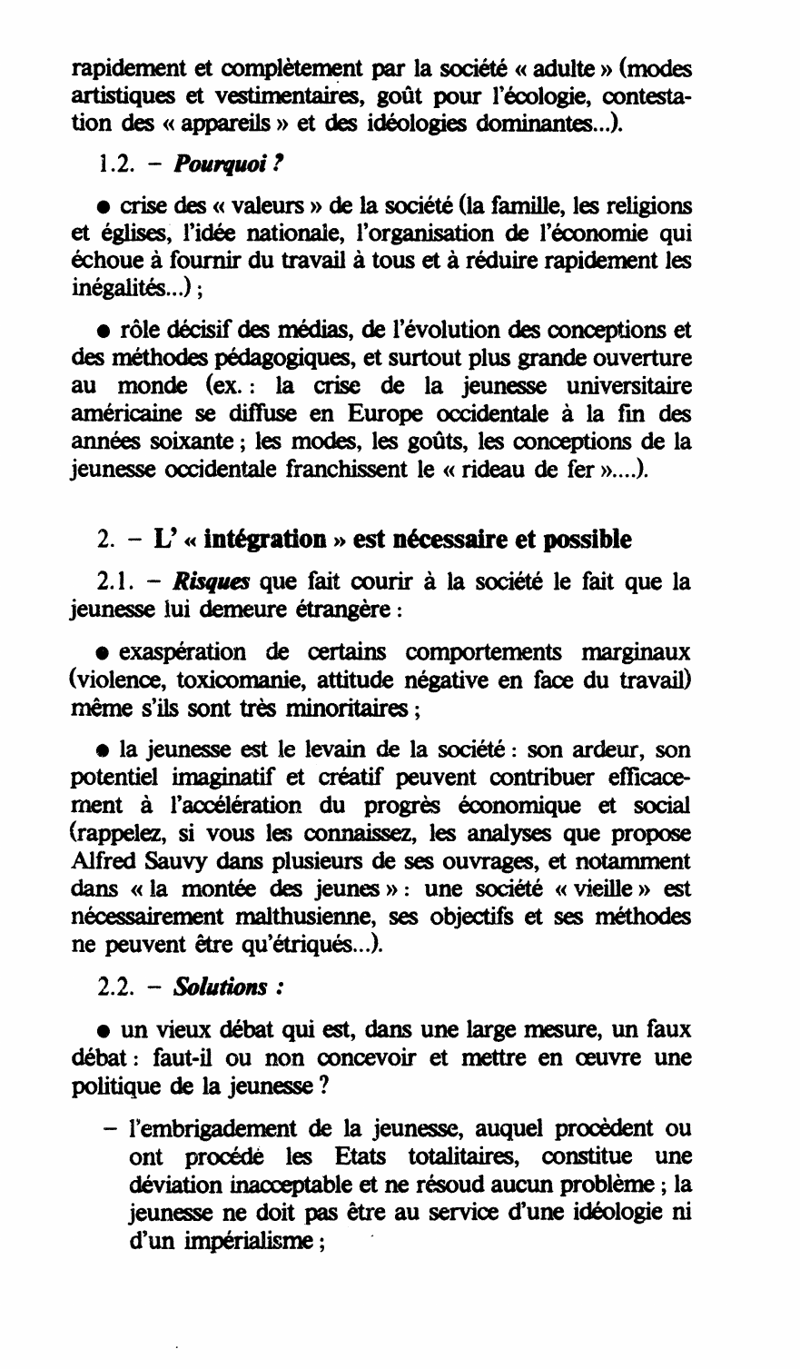 Prévisualisation du document Quelle est et quelle doit être selon vous la place de la jeunesse dans la vie d'une nation développée telle que la France ?