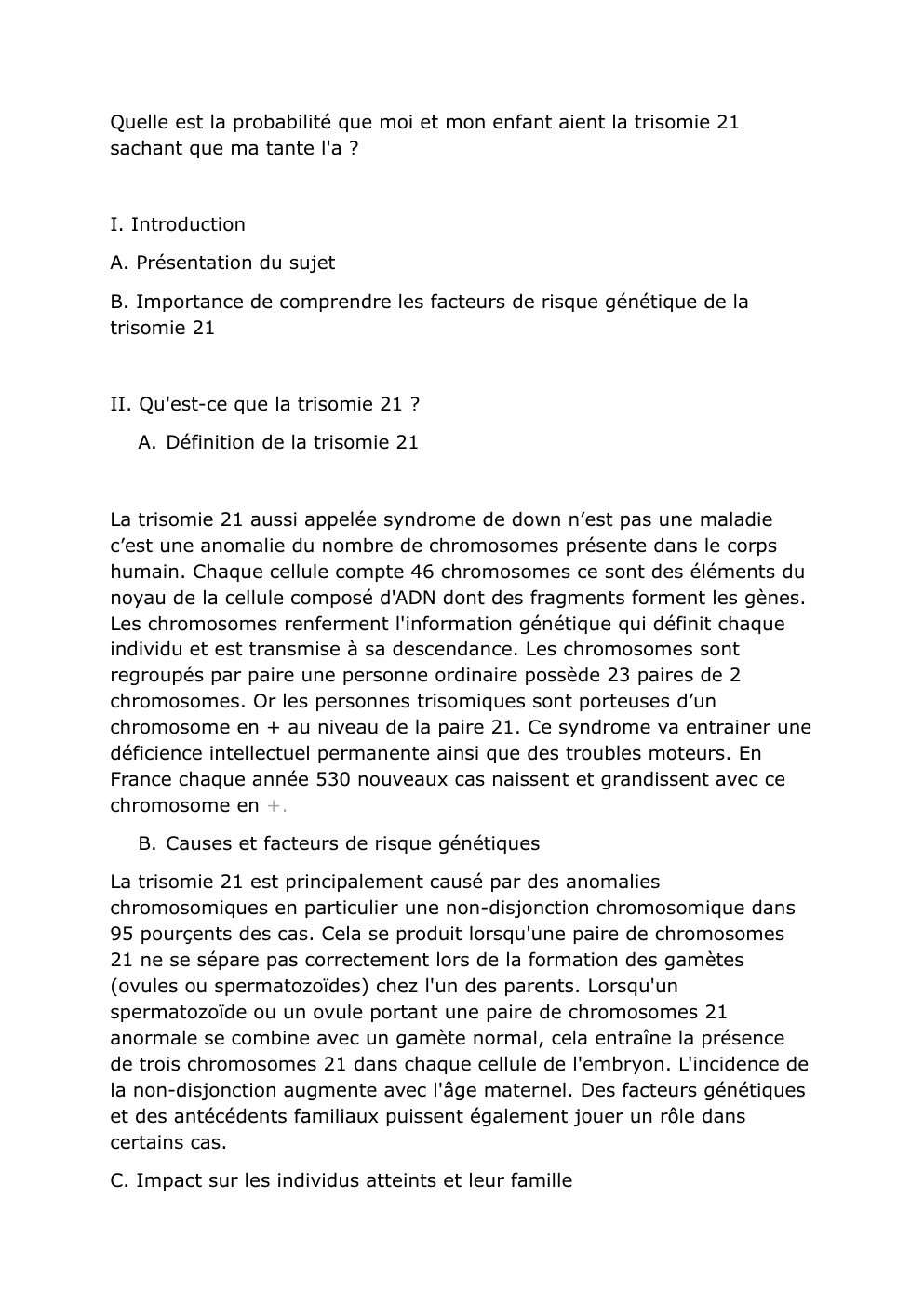 Prévisualisation du document Quelle est la probabilité que moi et mon enfant aient la trisomie 21 sachant que ma tante l'a ?