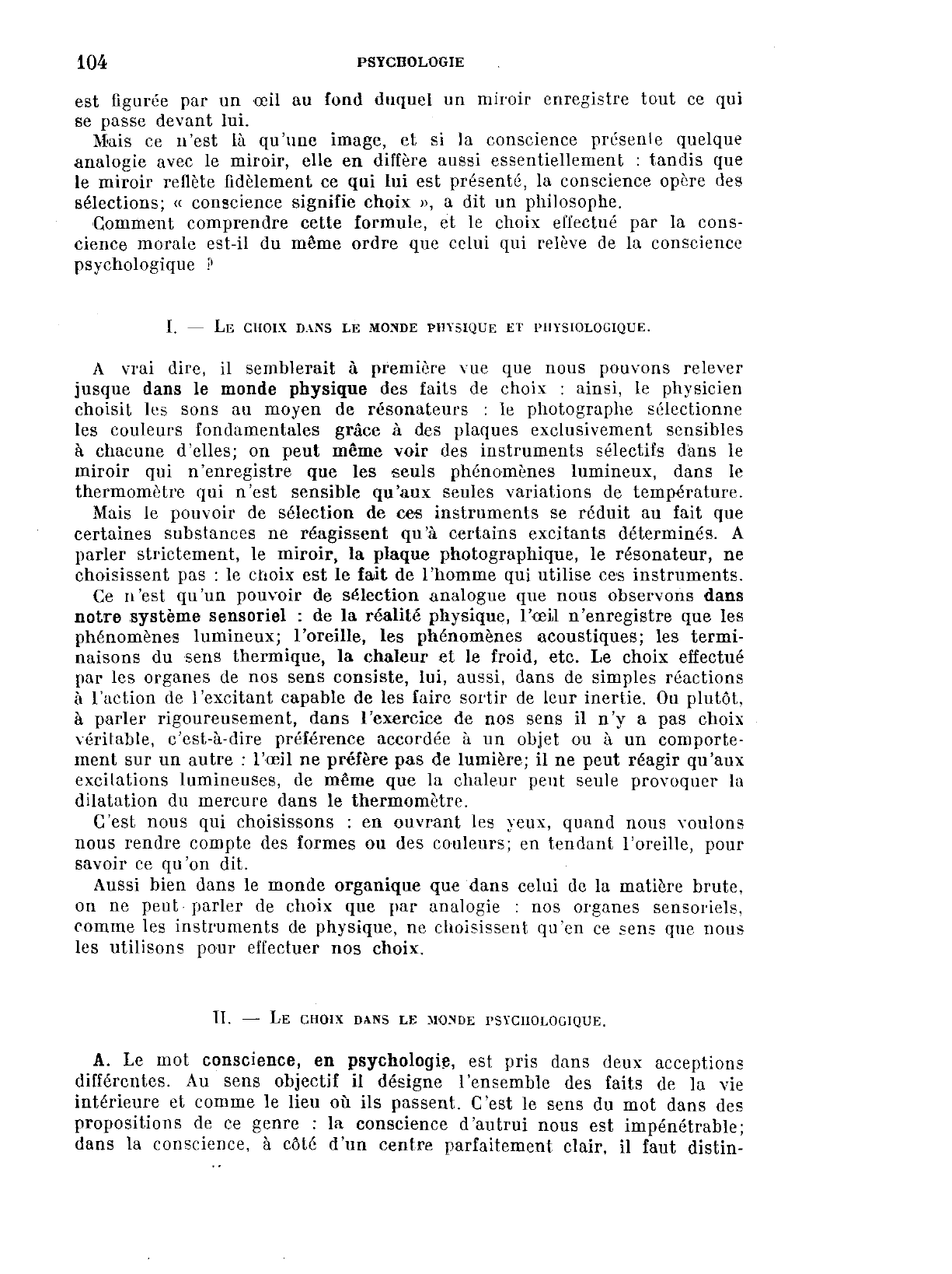 Prévisualisation du document Quelle interprétation donnez-vous, en psychologie et en morale, de ce mot d'un philosophe : « Conscience signifie choix » ?