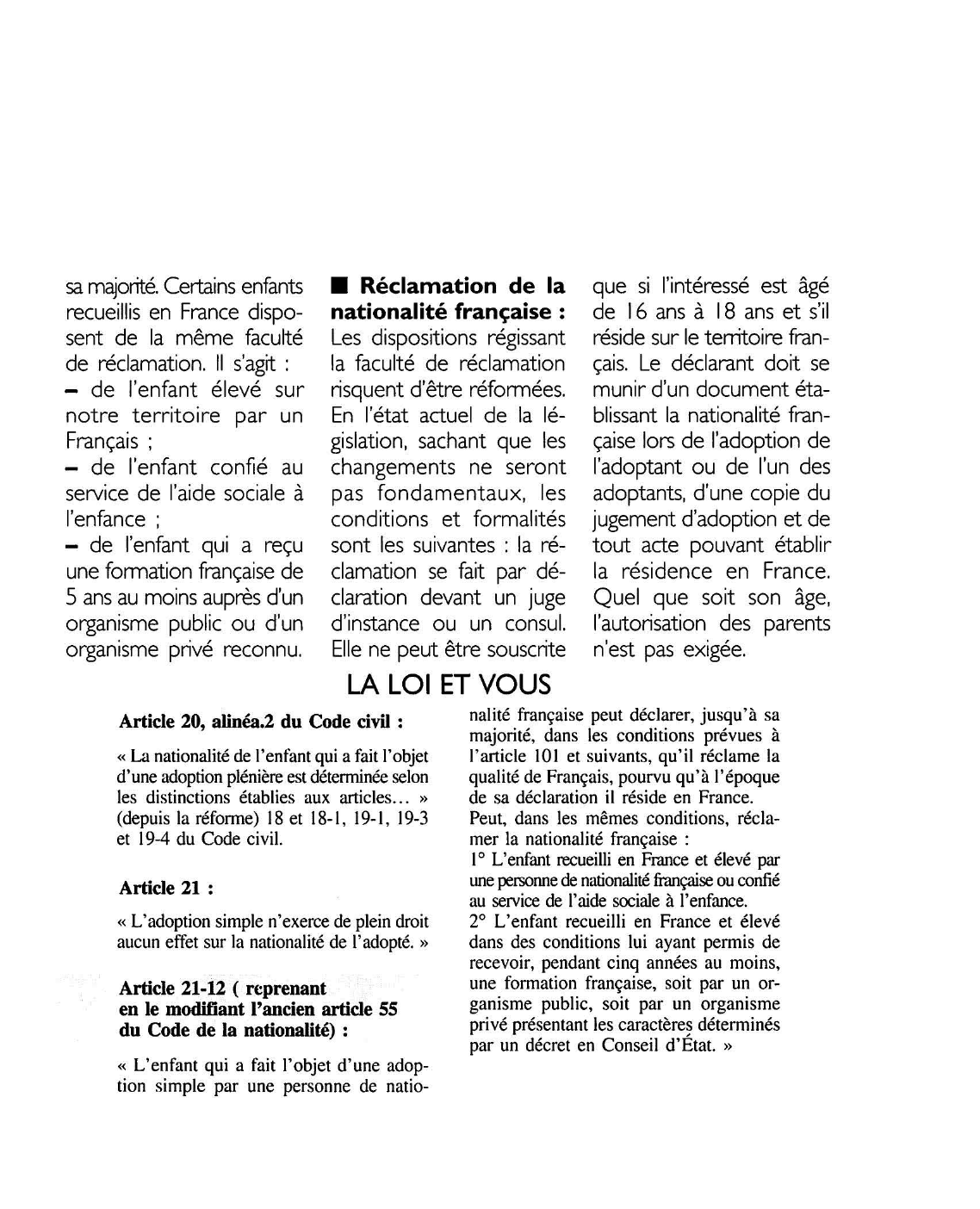 Prévisualisation du document Quelle nationalité en cas d'adoption d'un enfant par un Français?