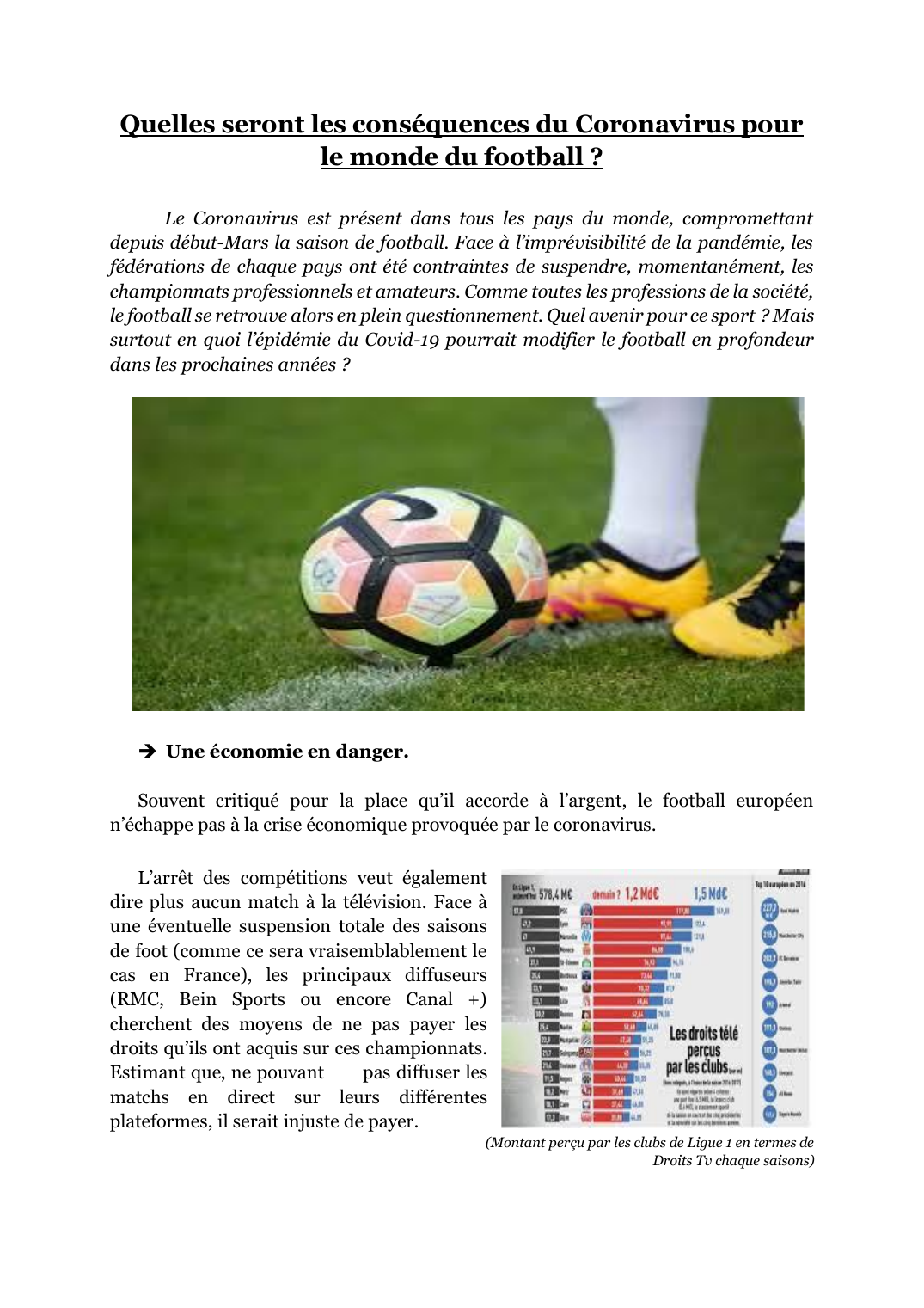 Prévisualisation du document Quelles seront les conséquences du Coronavirus pour le monde du football