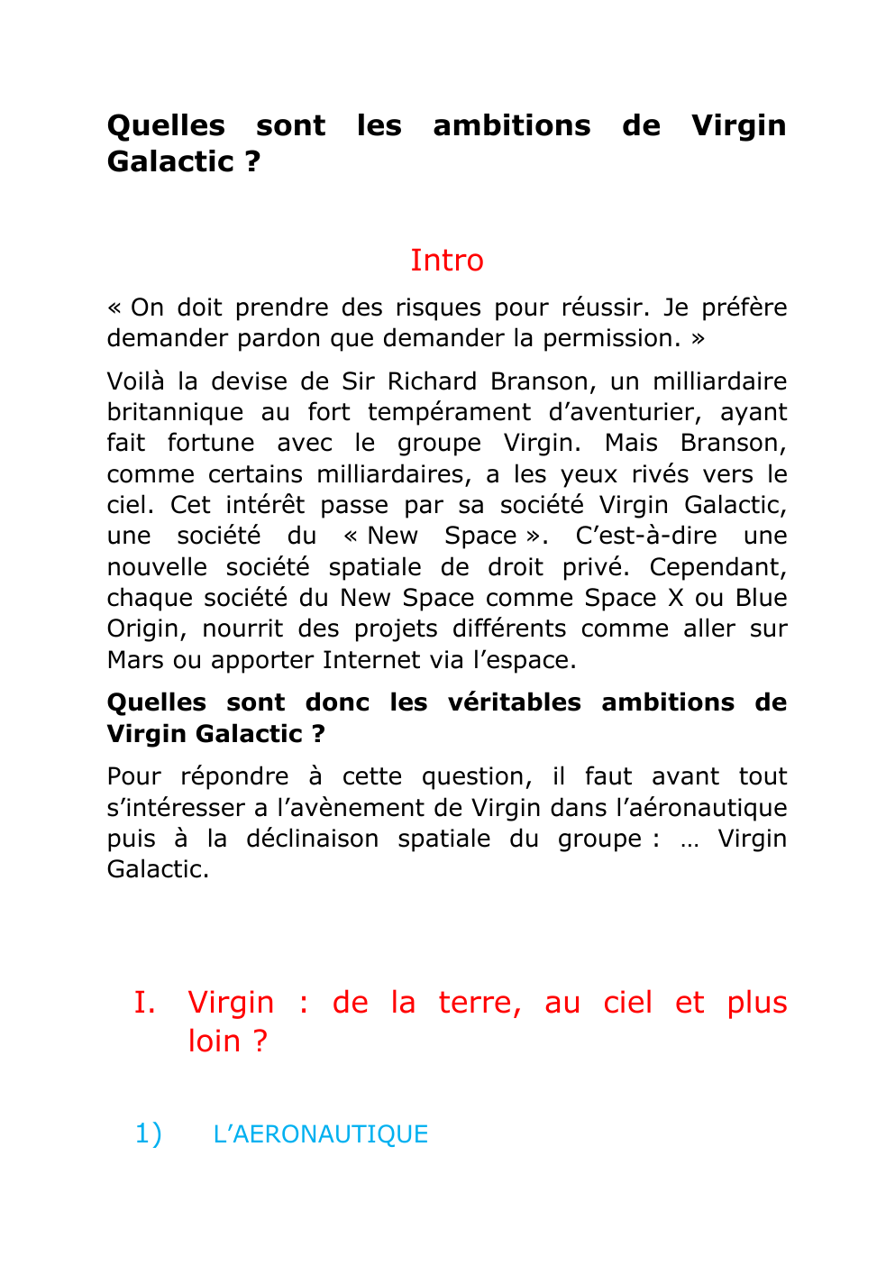 Prévisualisation du document Quelles sont les ambitions de Virgin galactic ?