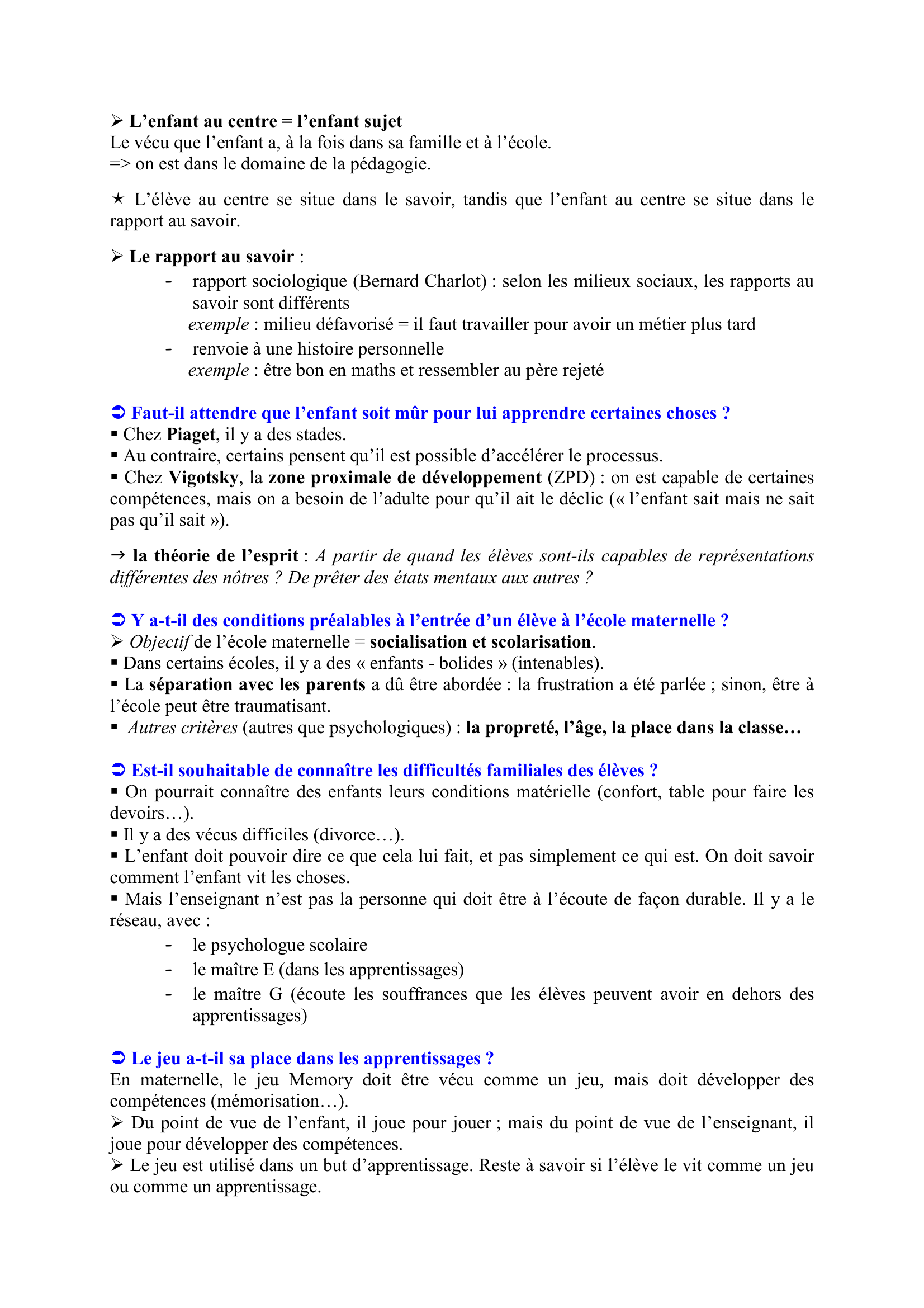 Prévisualisation du document Quelles sont les conditions qui font qu'un élève peut se produire à la sortie de l'école
d'une façon convenable ?