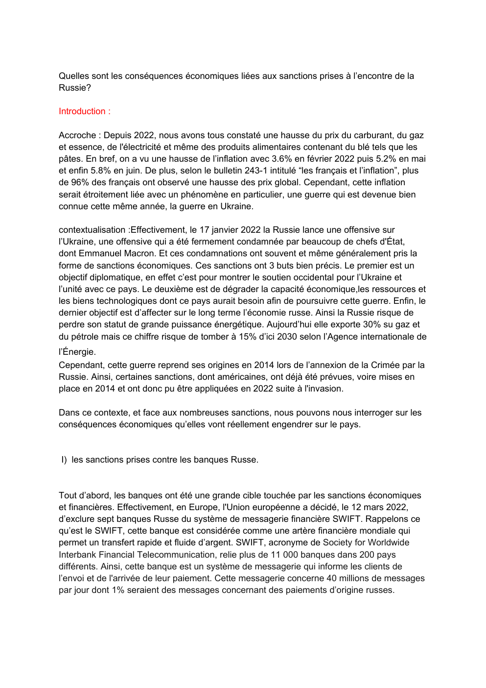 Prévisualisation du document Quelles sont les conséquences économiques liées aux sanctions prises à l’encontre de la Russie?