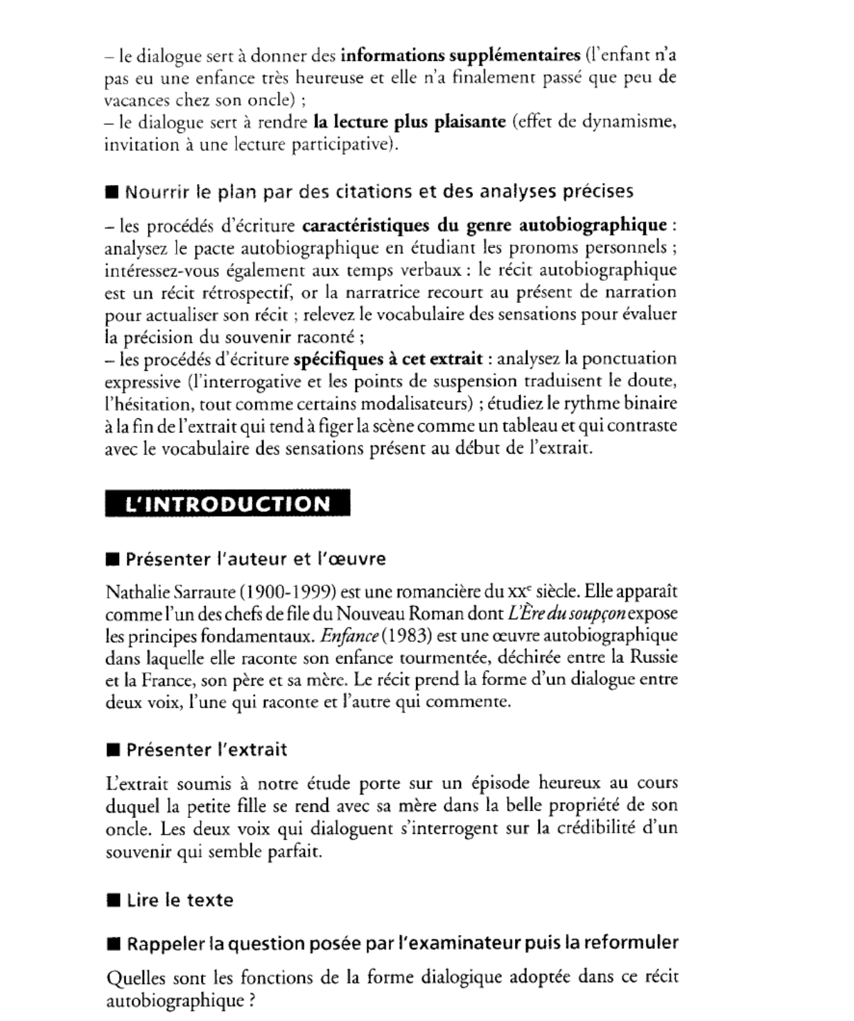 Prévisualisation du document Quelles sont les fonctions de la forme dialogique « adoptée dans ce récit autobiographique ?  ■ Nathalie SARRAUTE, Enfance