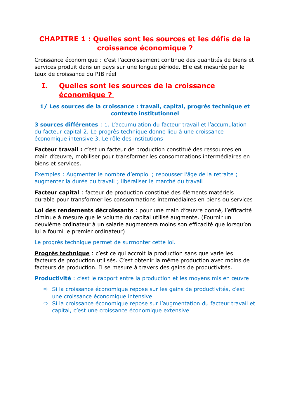 Prévisualisation du document Quelles sont les sources et les défis de la croissance économique ?