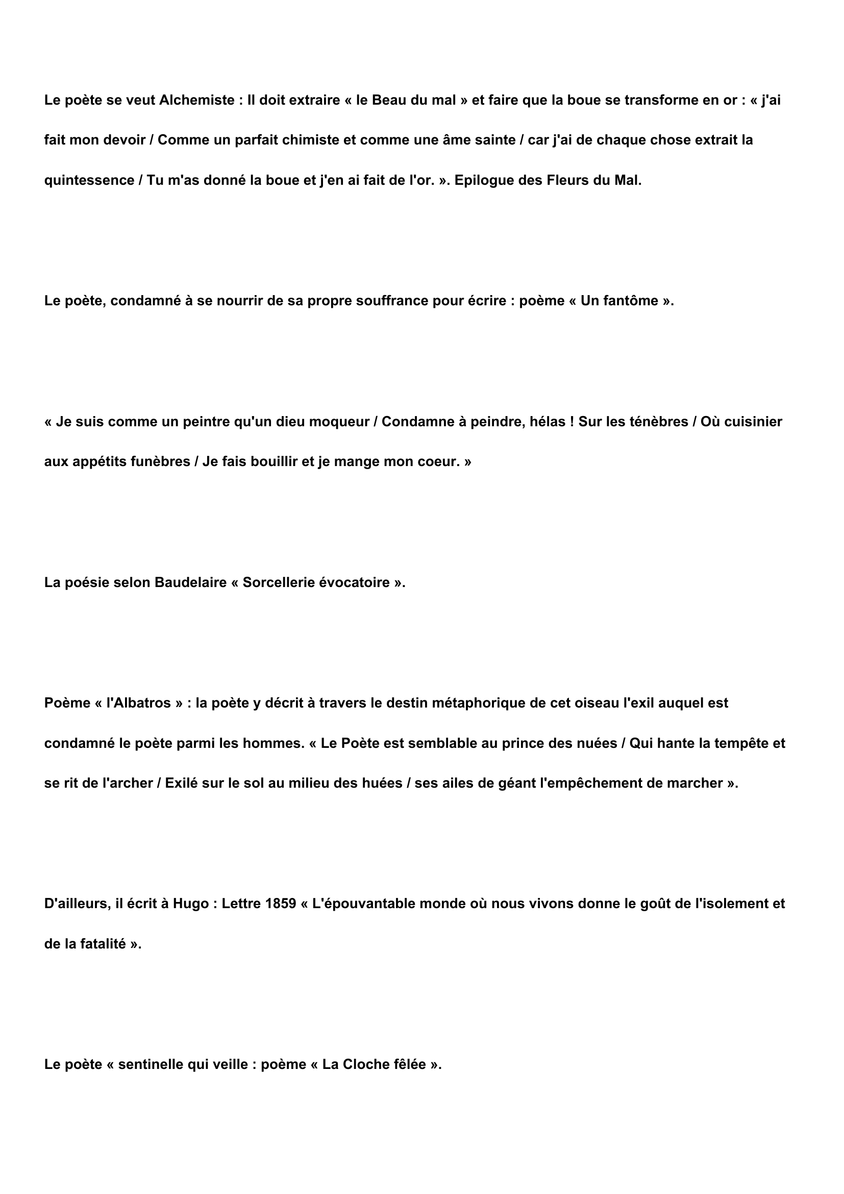 Prévisualisation du document QUELQUES ÉLÉMENTS COMPLÉMENTAIRES CONCERNANT BAUDELAIRE, SA VISION DE LA POÉSIE, LA FONCTION DU POÈTE...