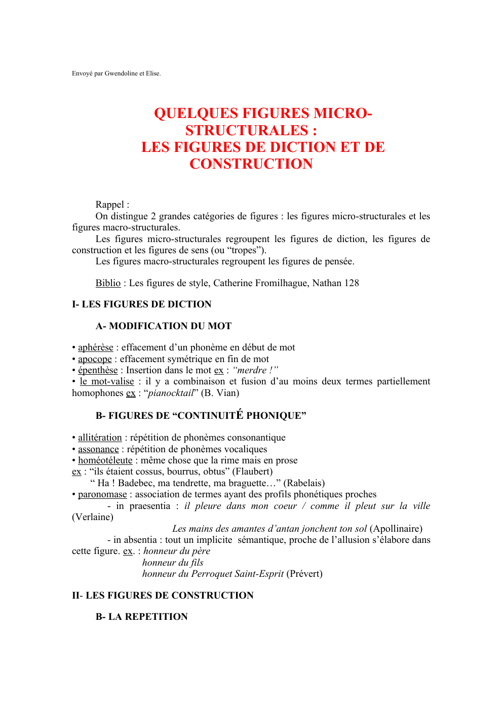 Prévisualisation du document QUELQUES FIGURES MICROSTRUCTURALES : LES FIGURES DE DICTION ET DE CONSTRUCTION