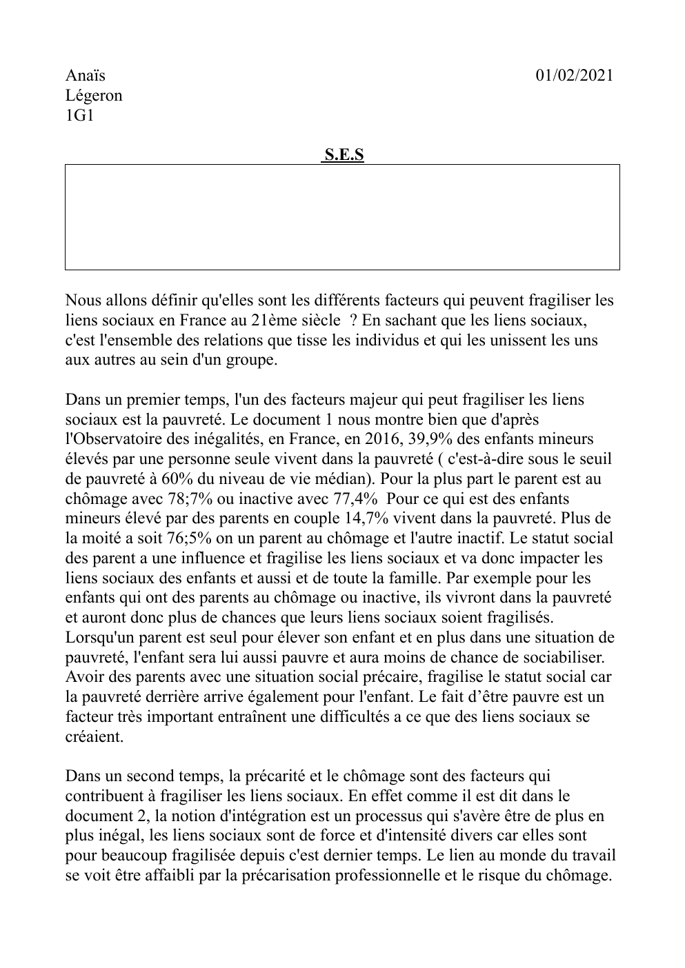 Prévisualisation du document Quels sont les différents facteurs qui peuvent fragiliser les liens sociaux en France au 21ème siècle ?