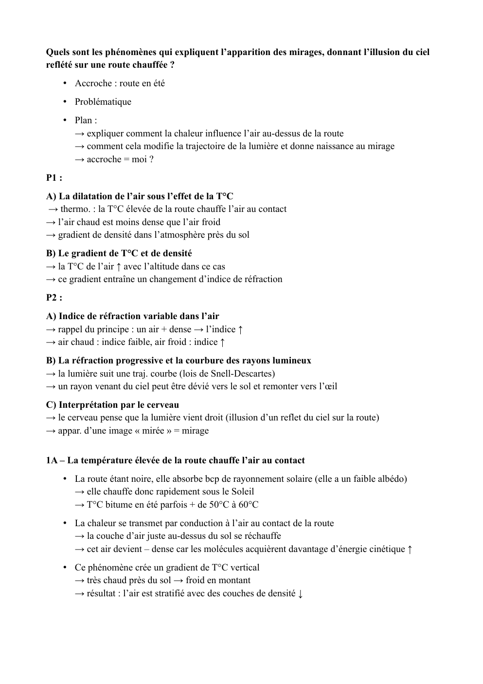 Prévisualisation du document Quels sont les phénomènes qui expliquent l’apparition des mirages, donnant l’illusion du ciel reflété sur une route chauffée ?