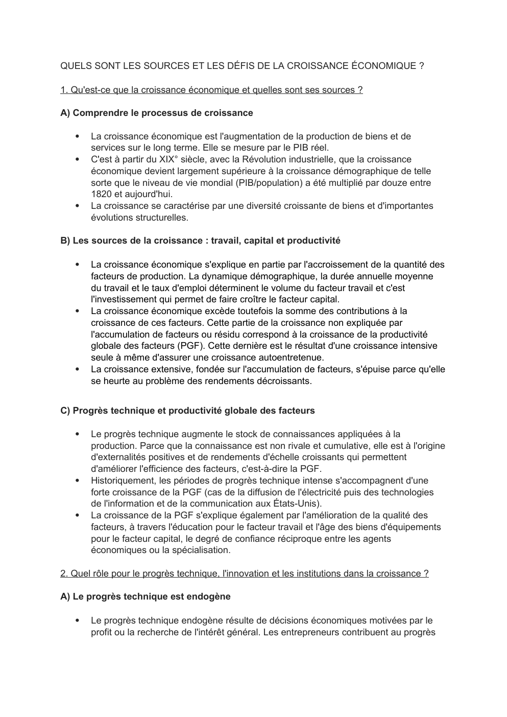 Prévisualisation du document QUELS SONT LES SOURCES ET LES DÉFIS DE LA CROISSANCE ÉCONOMIQUE ?