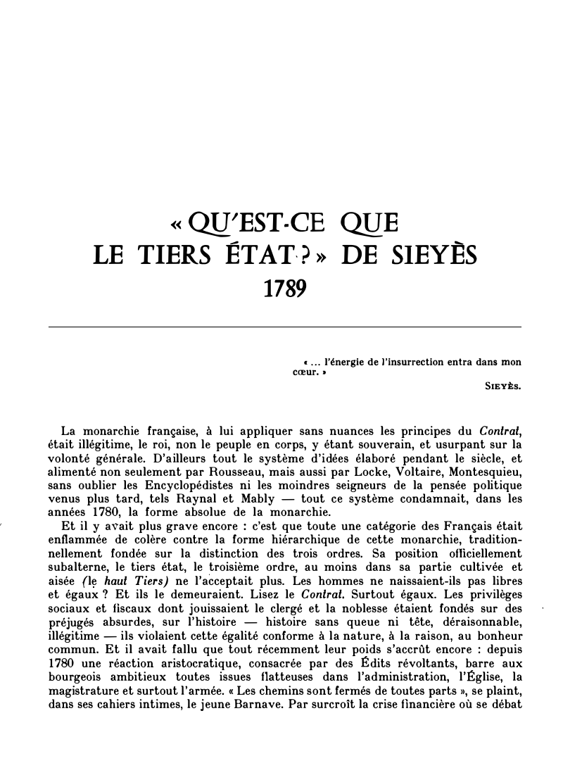 Prévisualisation du document « QU'EST-CE Q!IE LE TIERS ÉTAT- ? » DE SIEYÈS