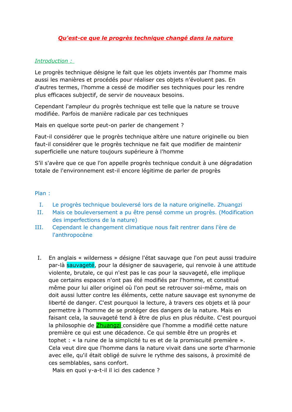 Prévisualisation du document Qu'est-ce que le progrès technique changé dans la nature